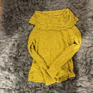Anthropologie mustard yellow cowl neck sweater